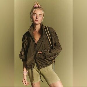 Free People Movement Ruched Out Way Home Packable Jacket Brown